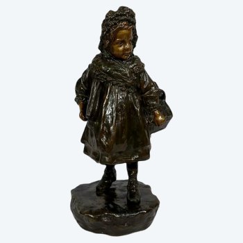 Bronzo "La scolaretta", di J. Cardona, dopo Pascau - Inizio XX secolo