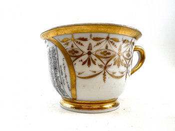 Alte Tasse mit Kalender von 1811 aus Pariser Porzellan Napoleon Empire