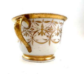 Alte Tasse mit Kalender von 1811 aus Pariser Porzellan Napoleon Empire