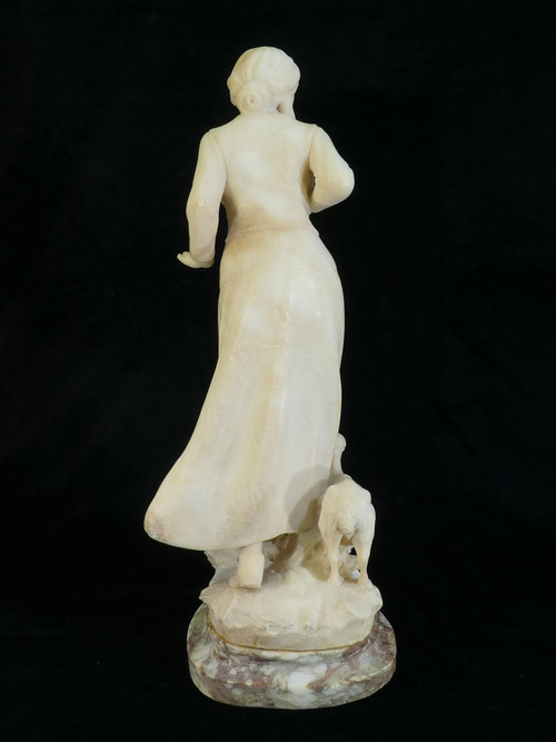 Statua in alabastro A. Del Perugia "La Bergere" XIX secolo
