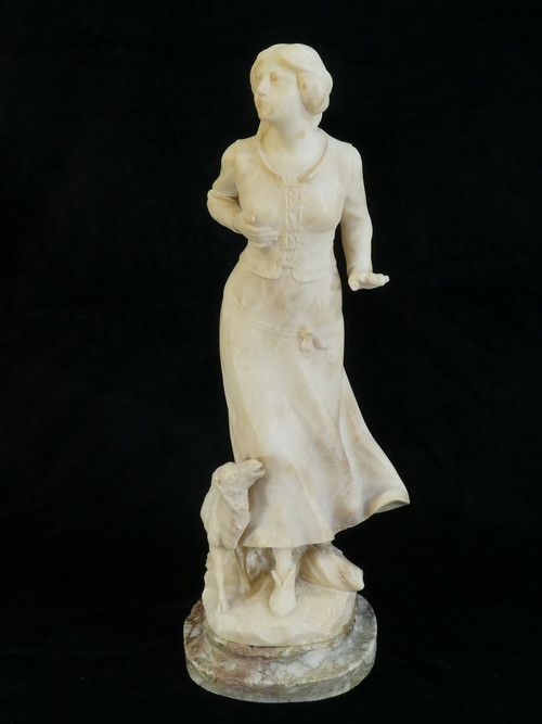 Statua in alabastro A. Del Perugia "La Bergere" XIX secolo