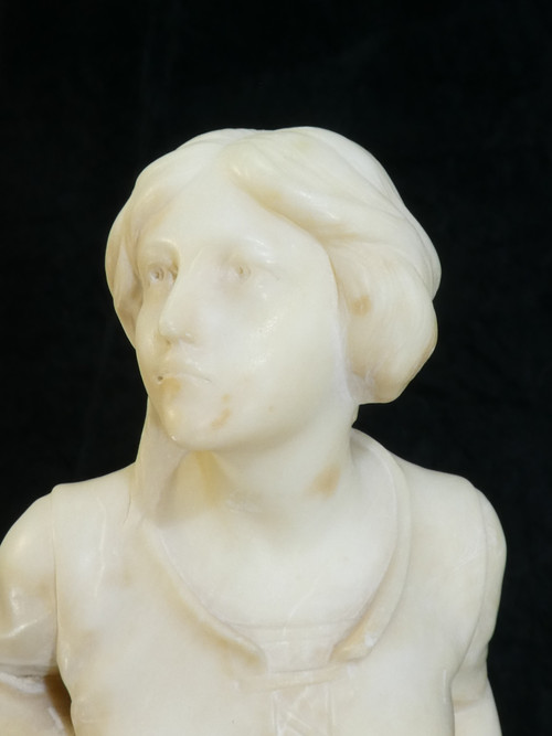 Statua in alabastro A. Del Perugia "La Bergere" XIX secolo