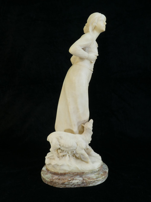 Statua in alabastro A. Del Perugia "La Bergere" XIX secolo