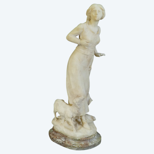Statua in alabastro A. Del Perugia "La Bergere" XIX secolo