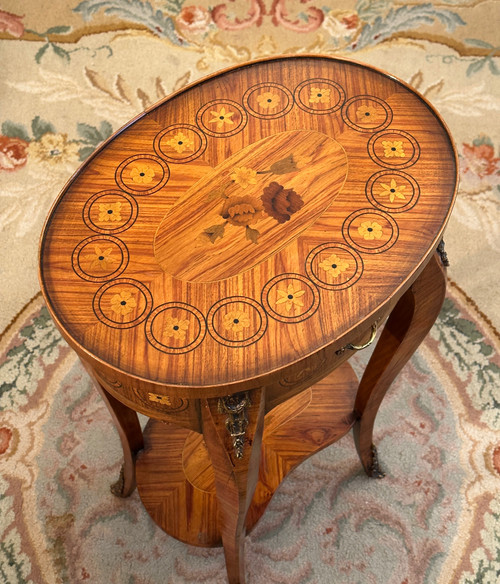 Louis XV Style Marquetry Living Room Table Circa 1930