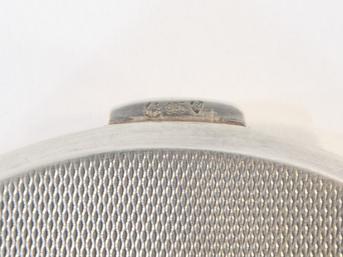Boite a poudre / poudrier face a main en ARGENT MASSIF 925