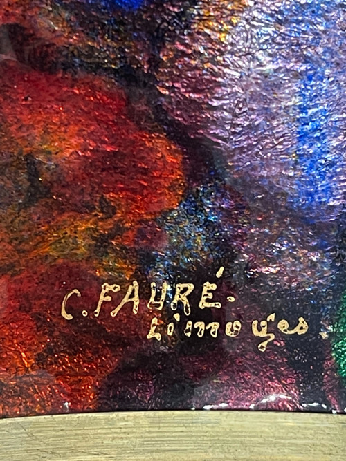 Camille FAURÉ (1874-1956), lampe de table émaillée