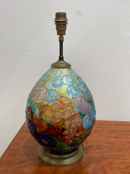 Camille FAURÉ (1874-1956), lampe de table émaillée