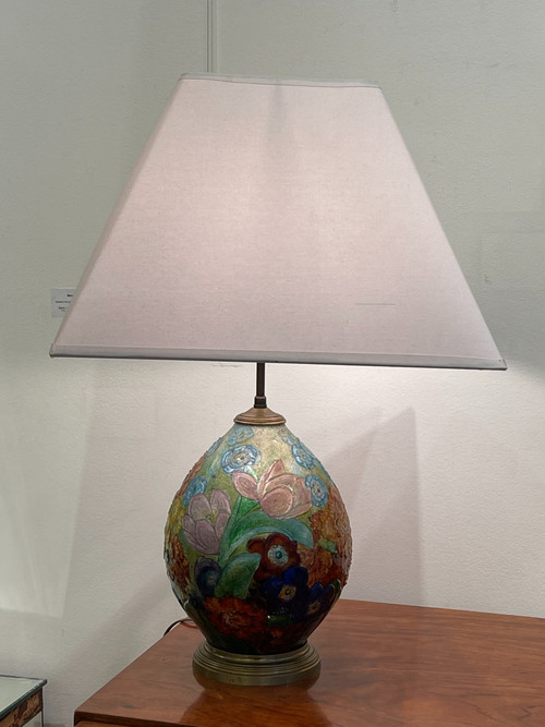 Camille FAURÉ (1874-1956), lampe de table émaillée