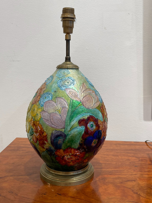 Camille FAURÉ (1874-1956), lampe de table émaillée