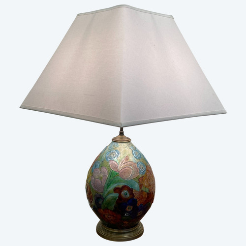 Camille FAURÉ (1874-1956), lampe de table émaillée