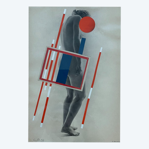 Camille Bryen - Constructivist collage on photographic nude by Rémy Duval