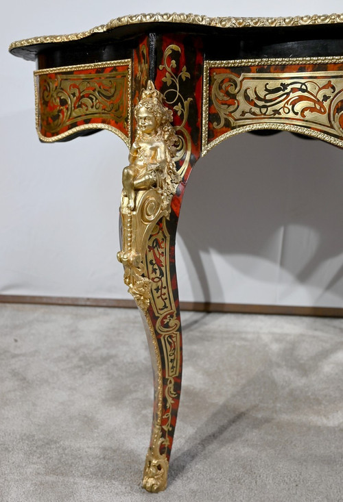 Table d’Apparat Violonée en Poirier Noirci, style Boulle, époque Napoléon III – Milieu XIXe