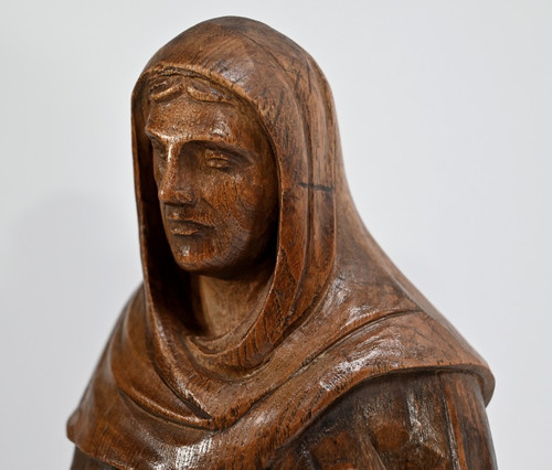 Statua di Sant'Anna in frassino, firmata E.Le Neuthier - Metà del XIX secolo