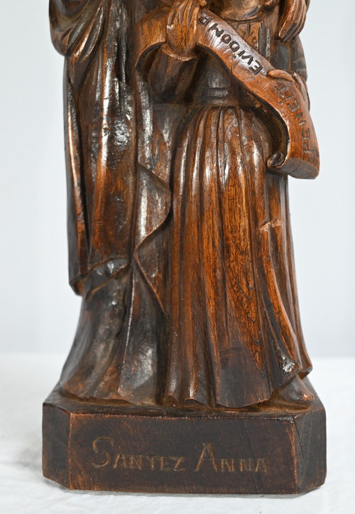 Statua di Sant'Anna in frassino, firmata E.Le Neuthier - Metà del XIX secolo