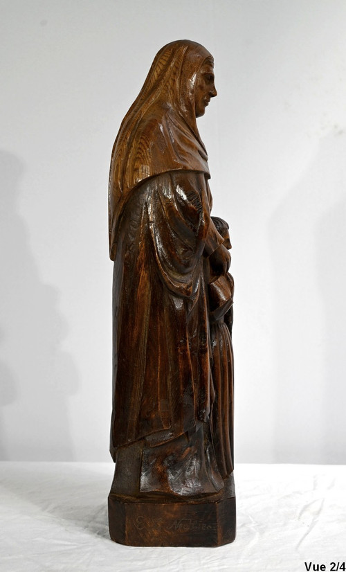 Statua di Sant'Anna in frassino, firmata E.Le Neuthier - Metà del XIX secolo