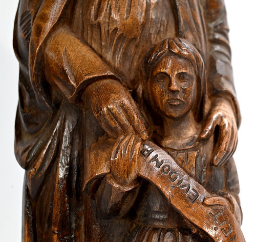 Statua di Sant'Anna in frassino, firmata E.Le Neuthier - Metà del XIX secolo