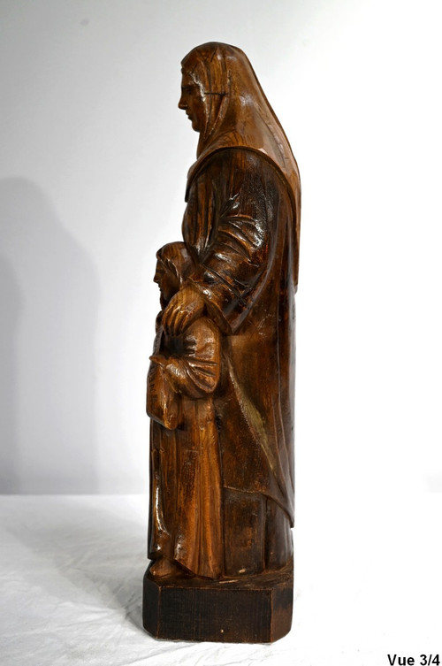 Statua di Sant'Anna in frassino, firmata E.Le Neuthier - Metà del XIX secolo