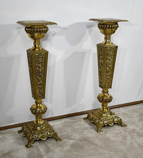 Coppia di foderi in ottone, gusto Luigi XVI, periodo Napoleone III - metà del XIX secolo