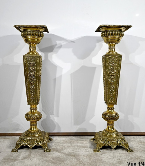 Coppia di foderi in ottone, gusto Luigi XVI, periodo Napoleone III - metà del XIX secolo