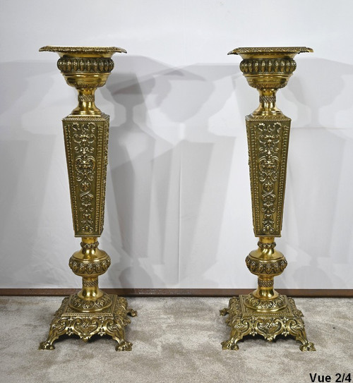 Coppia di foderi in ottone, gusto Luigi XVI, periodo Napoleone III - metà del XIX secolo