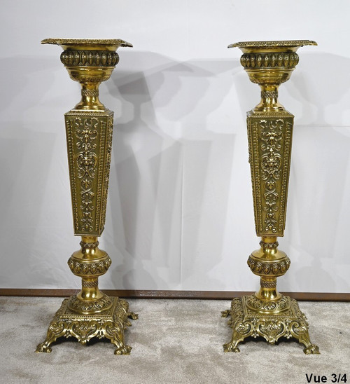 Coppia di foderi in ottone, gusto Luigi XVI, periodo Napoleone III - metà del XIX secolo