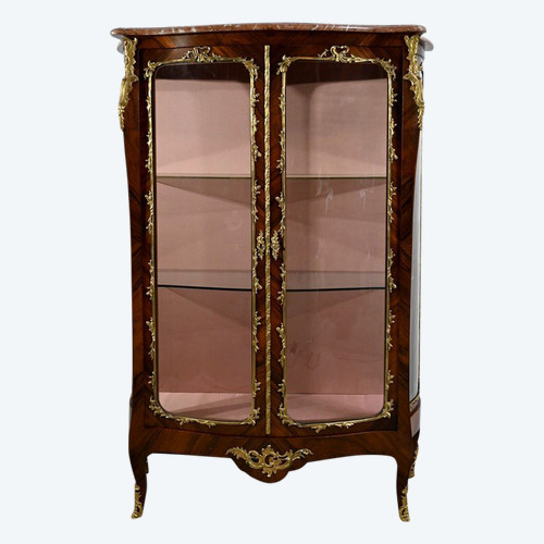 Display case with 2 doors in Rosewood, Louis XV style, Napoleon III period - Middle 19th century