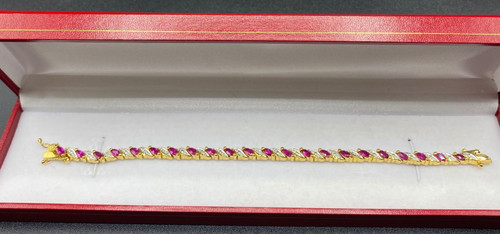 BRACCIALE BICOLORE PLACCATO ORO E RUBINO