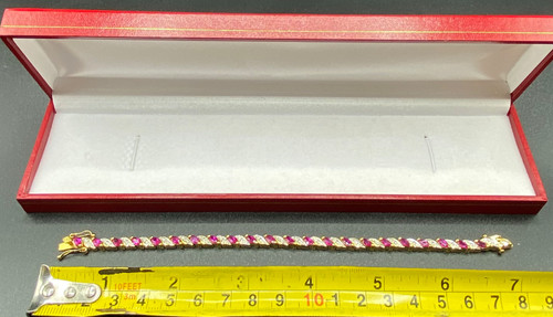 BRACCIALE BICOLORE PLACCATO ORO E RUBINO