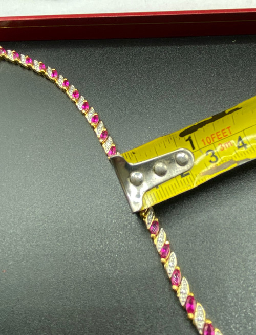 BRACCIALE BICOLORE PLACCATO ORO E RUBINO