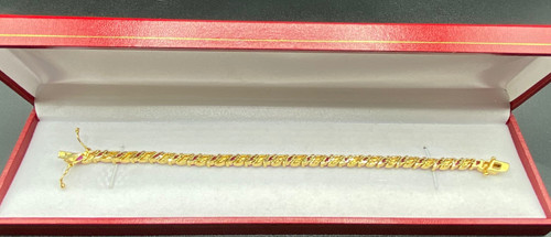 BRACCIALE BICOLORE PLACCATO ORO E RUBINO