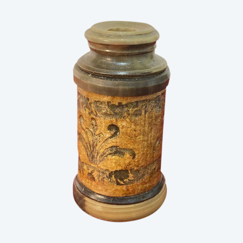 RARE - Small traveler's glasses of Semitecolo type, paper and horn rings. Italy - end of XVII Century