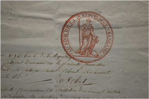  French Revolution, Document of the Provisional Executive Council of Paris and dated January 9, 1793 concerning the appointment as Gendarme of citizen Bernard by Colonel Louvel