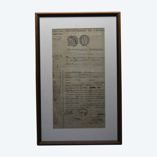 French Revolution, End of the XVIIIth century, Period of the Constitutional Monarchy, Pass with revolutionary letterhead of the city of Evreux, Dated January 10th 1792