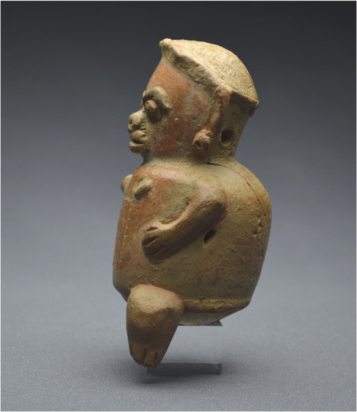 Costa Rica, 1000 - 1500 d.C., cultura di Guanacaste Stauetta antropomorfa raffigurante una donna originariamente in piedi su tre piedi