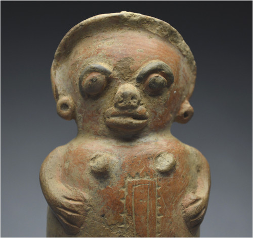 Costa Rica, 1000 - 1500 d.C., cultura di Guanacaste Stauetta antropomorfa raffigurante una donna originariamente in piedi su tre piedi