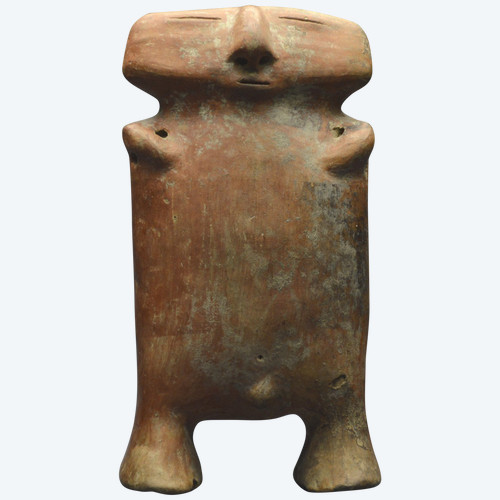 Colombia, 800 - 1200 A.D., Quimbaya culture, anthropomorphic statuette in beige-orange terracotta