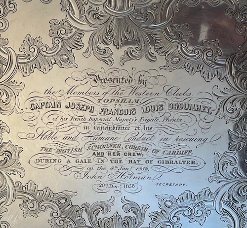 Exceptional commemorative silver tray 19th century England