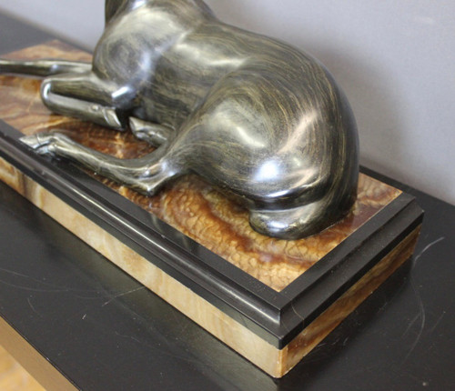 Art Deco Sculpture Representing a Reclining Antelope By Irénée Rochard