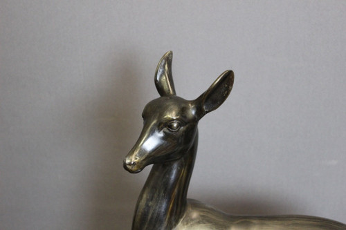 Art Deco Sculpture Representing a Reclining Antelope By Irénée Rochard