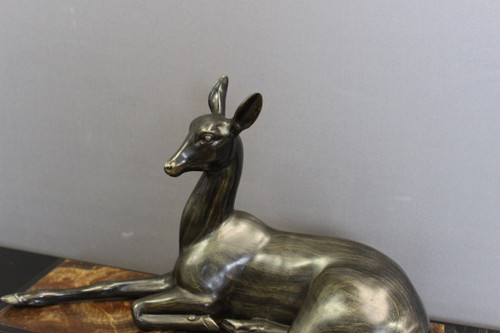 Art Deco Sculpture Representing a Reclining Antelope By Irénée Rochard