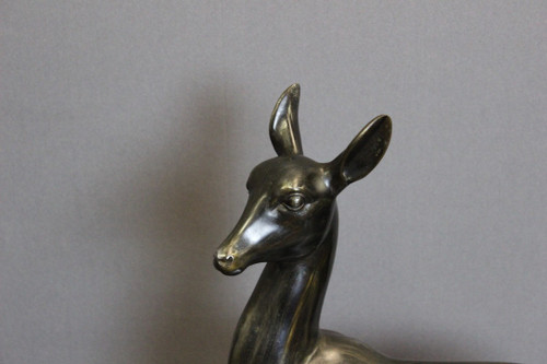 Art Deco Sculpture Representing a Reclining Antelope By Irénée Rochard