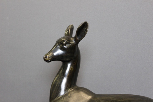 Art Deco Sculpture Representing a Reclining Antelope By Irénée Rochard