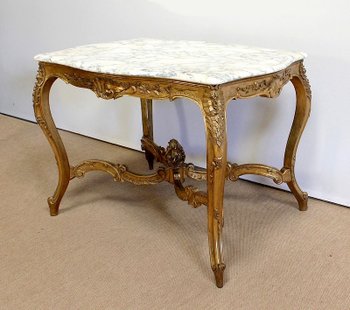 Marble and gilded wood center table, Regency style - 2nd part of the 19th century