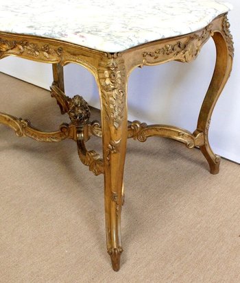 Marble and gilded wood center table, Regency style - 2nd part of the 19th century