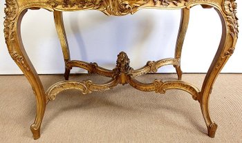 Marble and gilded wood center table, Regency style - 2nd part of the 19th century