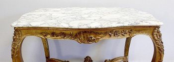 Marble and gilded wood center table, Regency style - 2nd part of the 19th century