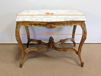 Marble and gilded wood center table, Regency style - 2nd part of the 19th century