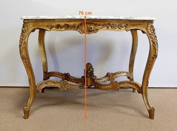 Marble and gilded wood center table, Regency style - 2nd part of the 19th century