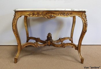 Marble and gilded wood center table, Regency style - 2nd part of the 19th century